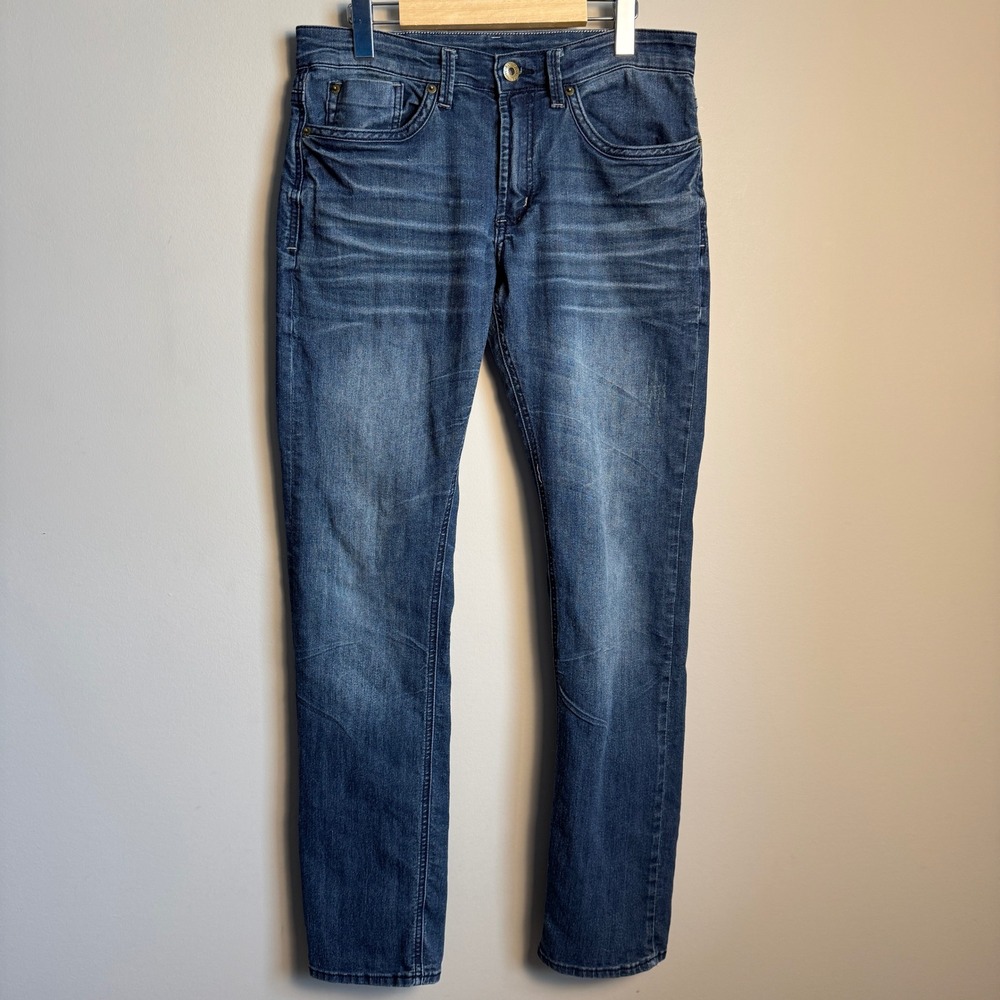 Buffalo David Bitton Ash-X Slim Stretch Jeans Mens 30x32 Medium Wash Distressed